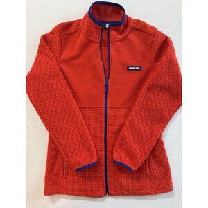 Land's End Jacket Women's Small Long Sleeve Full Zip Grid Fleece Orange Blue